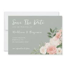 Elegante Salbei-Grün Florale Pfirsich-Hochzeit