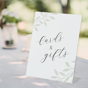 Elegante Salbei-Grün-Hochzeitskarten und -Geschenk Sockelschild