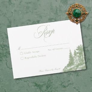 Elegante Salbei-Grün-Toile-Französische Manier Hoc RSVP Karte