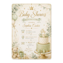 Elegante Salbei-Grün und Beige Baby-Shower-Einladu