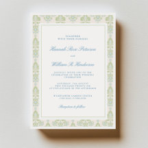 Elegante Salbei-Grün- und Blaue Blumige Hochzeit