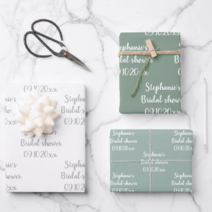 Elegante Salbei-Grüne Braut-Brautjungfer-Party Geschenkpapier Set