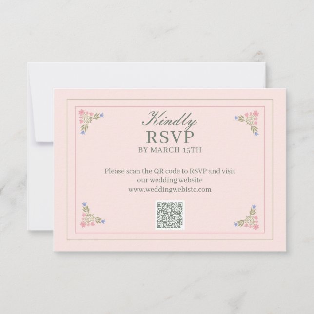 Elegante Salbei-grüne QR-Code-RSVP-Karte Dankeskarte (Vorderseite)