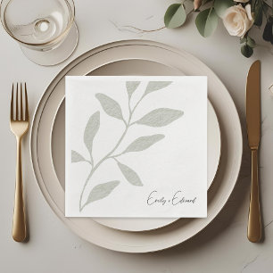 Elegante Salbei-Grünpflanzen-Hochzeit personalisie Serviette