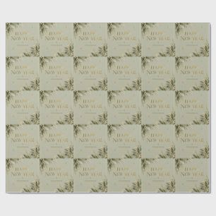 Elegante Salbei- und Gold- Neujahrsgratulation Geschenkpapier