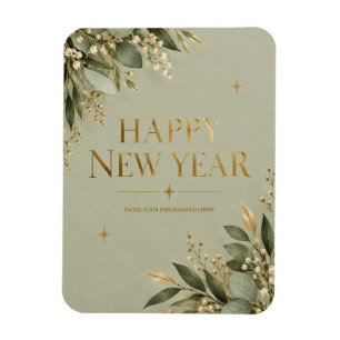 Elegante Salbei- und Gold- Neujahrsgratulation Magnet