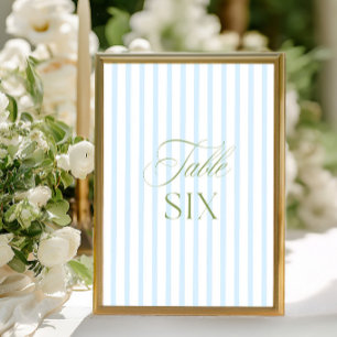 Elegante Salbeigrün- und Blaue Hochzeitstisch-Numm Einladung