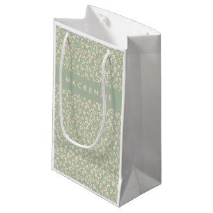 Elegante Salbeigrüne Botanische Personalisierte Kleine Geschenktüte