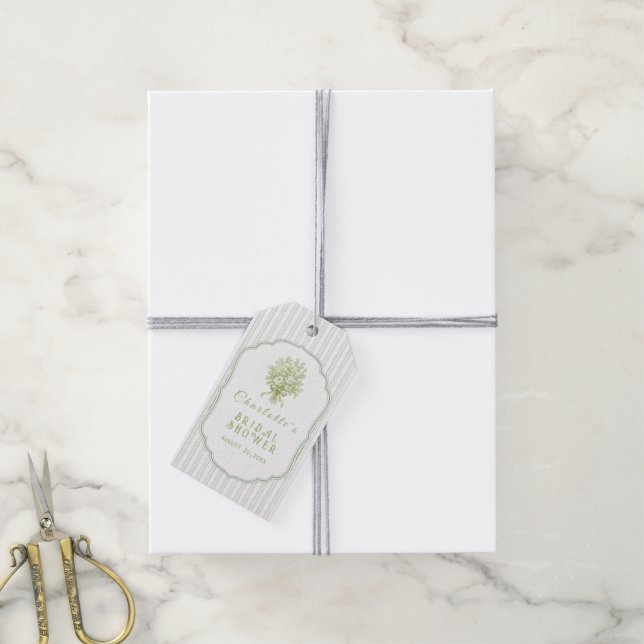 Elegante Salbeigrüne Brautparty Geschenkanhänger (Mit Garn)