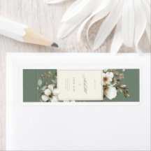 Elegante Salbeigrüne Florale Rücksendeadress-Etike