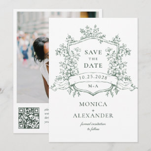 Elegante Salbeigrüne Französische Gartenblumen Hoc Save The Date