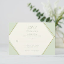 Elegante Salbeigrüne Geometrische Hochzeits-RSVP-K
