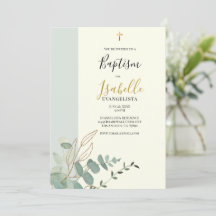 Elegante Salbeigrüne Gold-Eukalyptus-Taufe