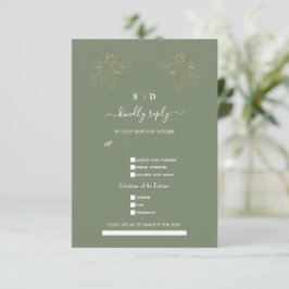 Elegante Salbeigrüne Gold Songrequest-Hochzeit RSVP Karte