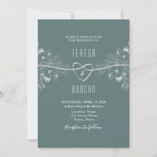 Elegante Salbeigrüne Hochzeit Einladung