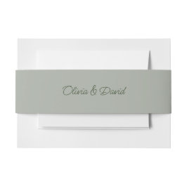 Elegante Salbeigrüne Hochzeit Einladungsbanderole