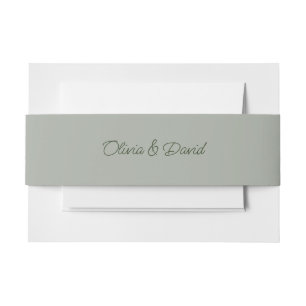 Elegante Salbeigrüne Hochzeit Einladungsbanderole