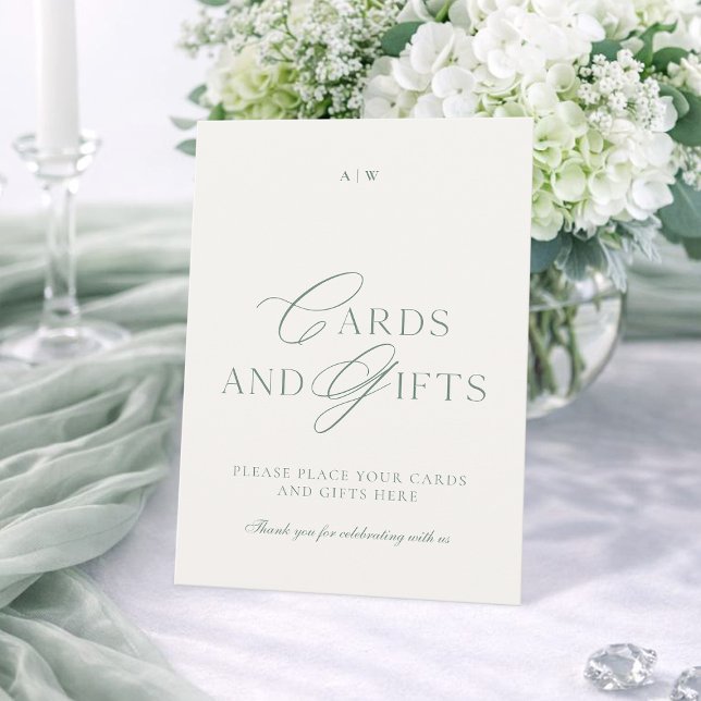Elegante Salbeigrüne Karten und Geschenke Hochzeit (Von Creator hochgeladen)