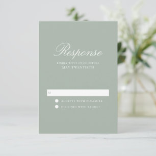Elegante Salbeigrüne Klassische Hochzeit RSVP Karte