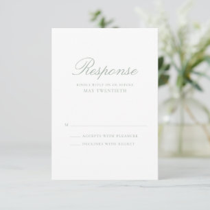 Elegante Salbeigrüne Klassische Hochzeit RSVP Karte