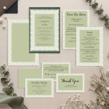Elegante Salbeigrüne Lasur Hochzeitseinladung