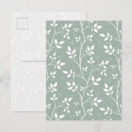 Elegante Salbeigrüne Minimale Botanische Kunst Pos Feiertagspostkarte