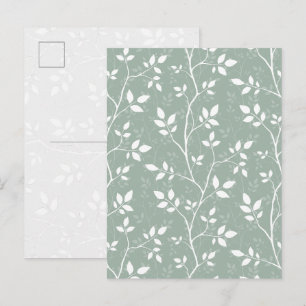Elegante Salbeigrüne Minimale Botanische Kunst Pos Feiertagspostkarte