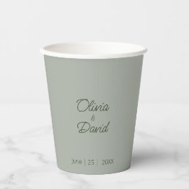 Elegante Salbeigrüne Minimalistische Hochzeit Pappbecher