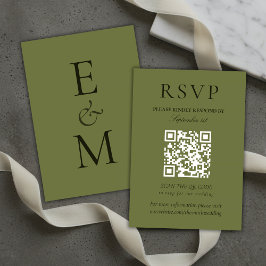 Elegante Salbeigrüne Minimalistische Hochzeits-QR- RSVP Karte