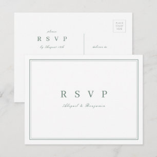 Elegante Salbeigrüne minimalistische Hochzeits-RSV Einladungspostkarte