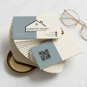 Elegante Salbeigrüne Minimalistische Home-Staging- Visitenkarte