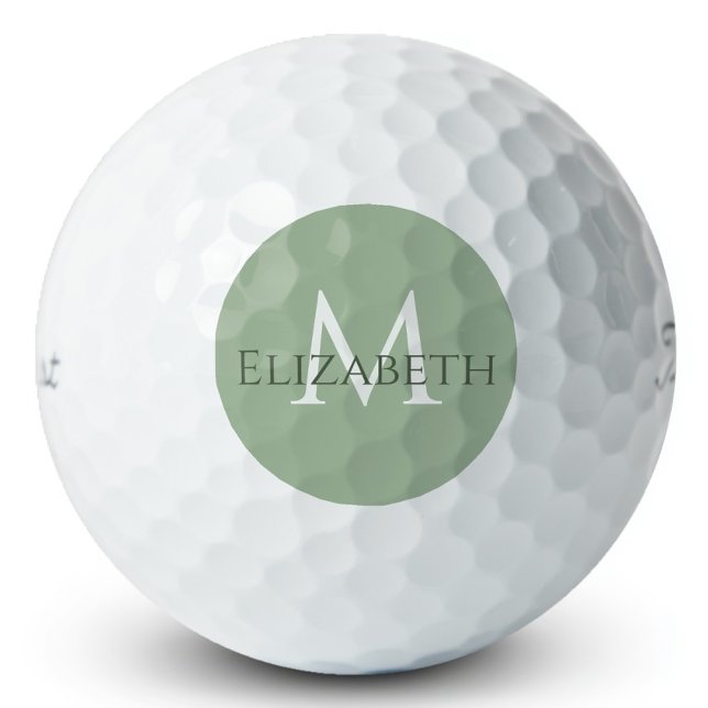 Elegante Salbeigrüne Monogramm Personalisierte Kla Golfball (Von Creator hochgeladen)