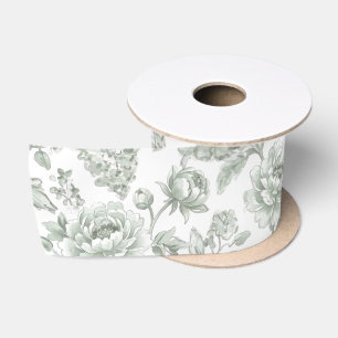 Elegante Salbeigrüne Rosenblüten Satinband
