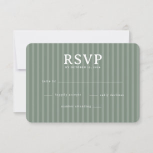 Elegante Salbeigrüne Streifen RSVP Karte