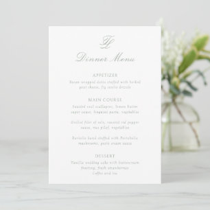 Elegante Salbeigrüne Traditionelle Hochzeit Menükarte