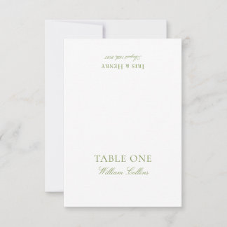Elegante Salbeigrüne und Beige Hochzeitsplatzkarte Einladung
