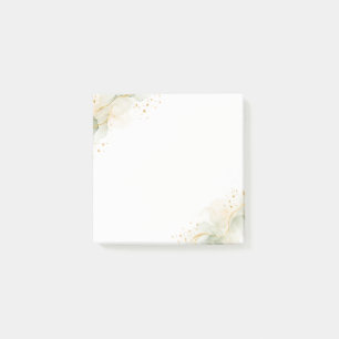 Elegante Salbeigrüne und Gold Wasserfarben Korresp Post-it Klebezettel