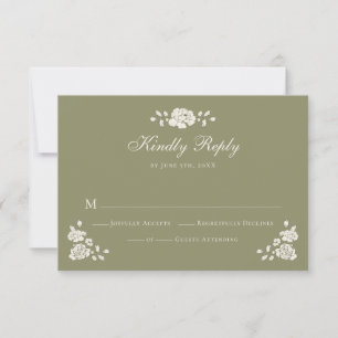 Elegante Salbeigrüne Vintage-Botanik RSVP Karte