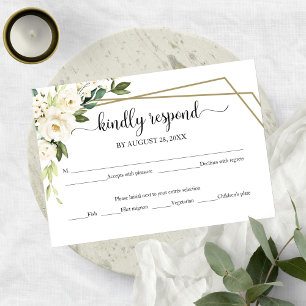 Elegante Salbeigrüne Weiße Florale Hochzeits-RSVP- RSVP Karte