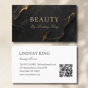 Elegante Salon Schwarze Marmor QR-Code Visitenkart Terminkarte
