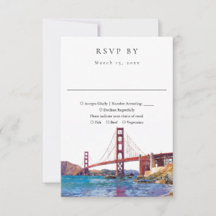 Elegante San Francisco-Aquarell-Hochzeit RSVP Karte
