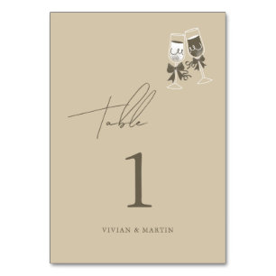 Elegante Sand Green Wedding Tischnummer