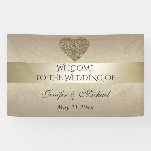 Elegante, sanfte abstrakte Herzhochzeit Banner (Horizontal)