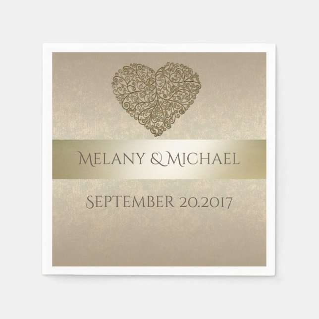 Elegante, sanfte abstrakte Herzhochzeit Serviette (Vorderseite)