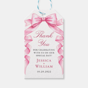 Elegante sanfte, rosa Hand gezeichnete Bow Ribbon Geschenkanhänger