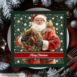 Elegante Santa Claus Watercolor Weihnachten Napkin Serviette
