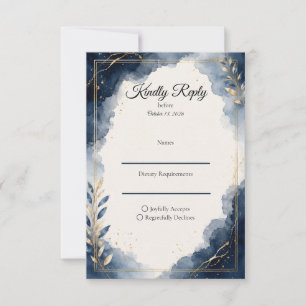 Elegante Saphir Minimalistische Luxus Hochzeit RSVP Karte