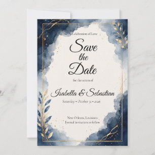 Elegante Saphir Minimalistische Luxus Hochzeit Save The Date