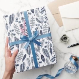 Elegante Saphirblaue Botanik Geschenkpapier