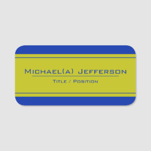 Elegante Sapphire Blue & Lemon Yellow Einzigartige Namensschild